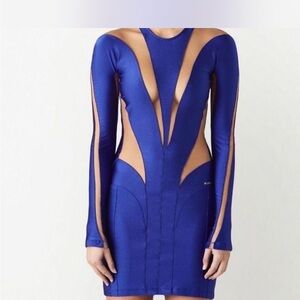 Mugler Bold Blue Long Sleeve Dress
